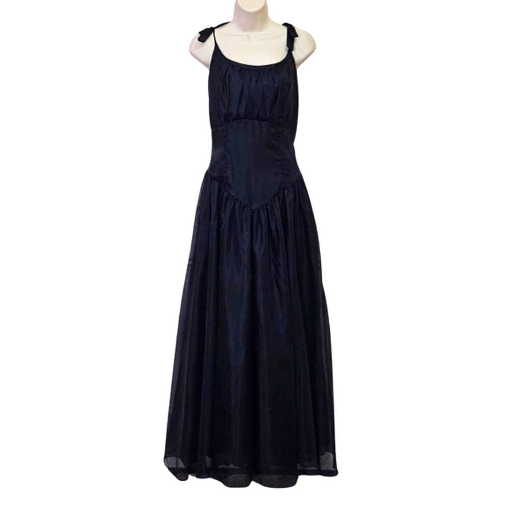 LORALIE Original 1980s Vintage Black Sleeveless Evening Gown,Size 12